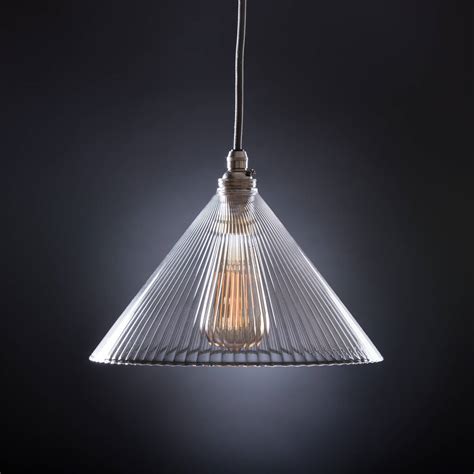 Clear Fine Ribbed Glass Pendant Light By Glow Lighting