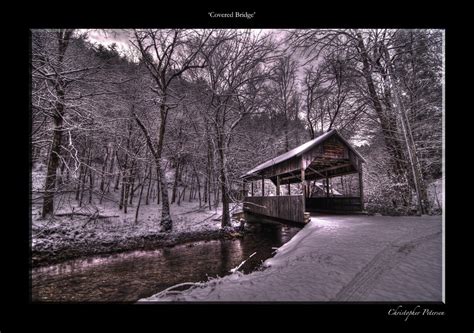 Covered Bridge In Snow Hdr Creme