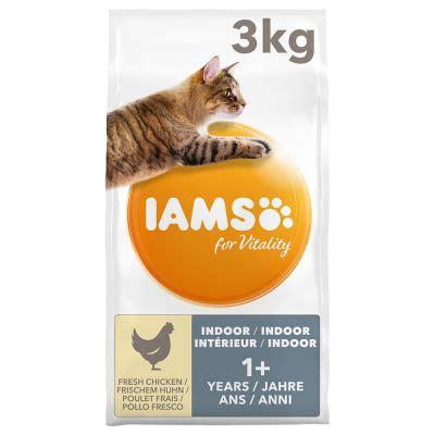 I feed iams to my cats, and they love this food. IAMS for Vitality Adult Indoor Fresh Chicken Dry Cat Food ...