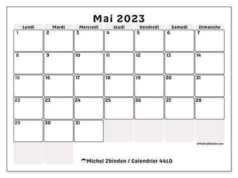Calendrier Mai 2023 à Imprimer “481ld” Michel Zbinden Lu