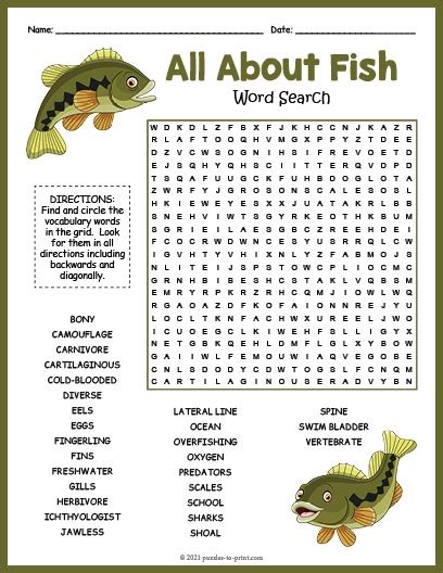 All About Fish Word Search Puzzle In 2022 Word Puzzles For Kids