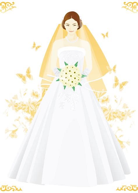 Bride Dress Wedding Flowers Fancy Veil Woman Bride - Clip Art Library