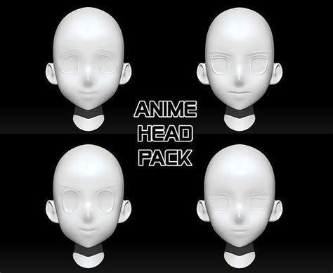 anime head pack 3d model cgtrader