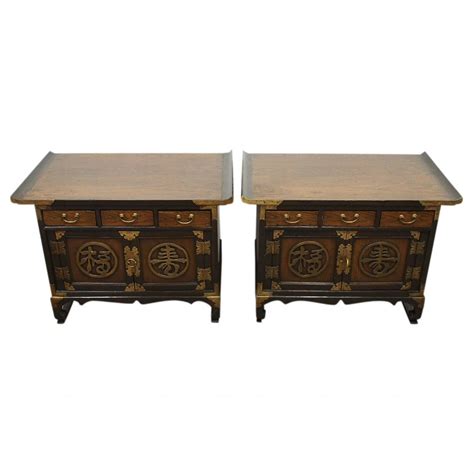 Hanssem manufactures kitchen and bathroom cabinetry; Antique Pair of Low Korean Side Cabinets | ANTIQUES.CO.UK