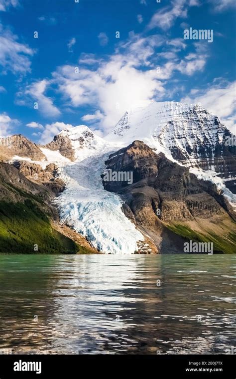 Berg Lake With Berg Glacier And The Towering Presence Of Mount Robson