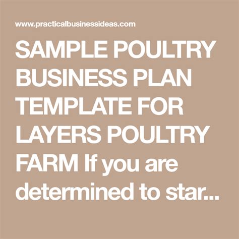 Sample Poultry Business Plan Template For Layers Poultry Farm If You