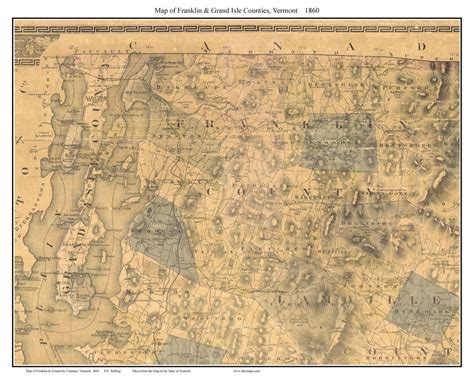 Franklin And Grand Isle County Vermont 1860 Old Map Custom Print Hf