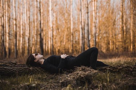 Woman Lying Down Forest Royalty Free Photo