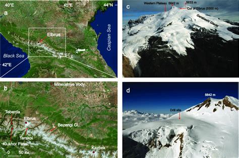 Location Of Study Area A Mt Elbrus In The Caucasus B Glaciers
