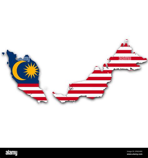 Malaysia Map On White Background With Clipping Path 3d Illustration