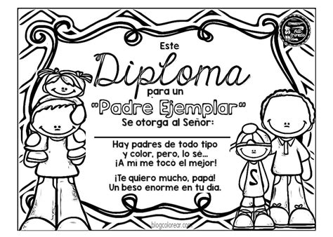 Diplomas Día Del Padre Para Imprimir Color Y Colorear Colorear