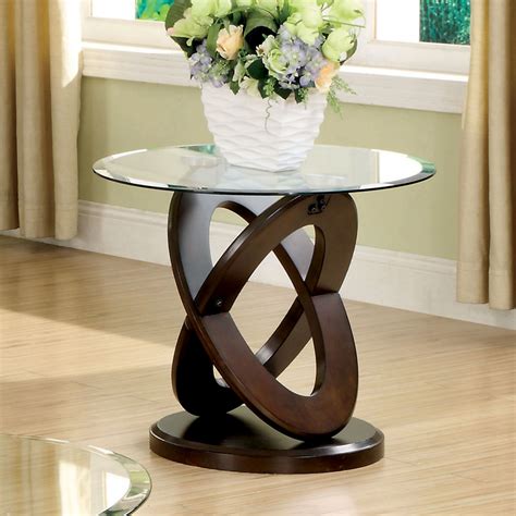 furniture of america tayah glass top end table dark walnut glass top end tables