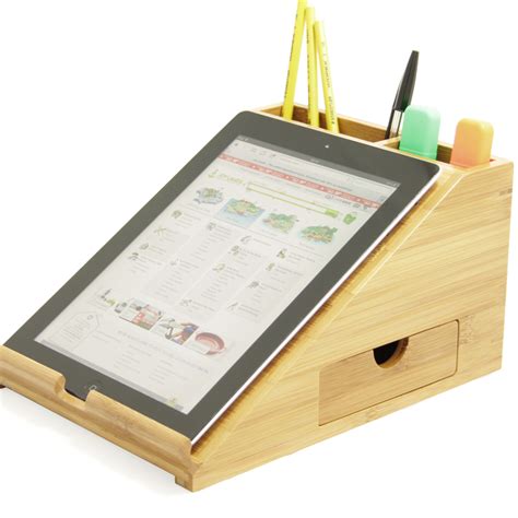 Woodquail Bamboo Ipad Stand And Desk Tidy Eco Ts