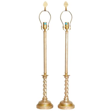 Pair Of Silver Gilt Candlestick Lamps At 1stdibs