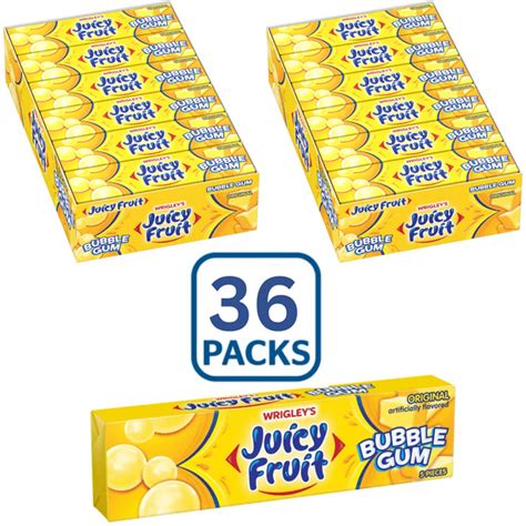 Juicy Fruit Original Bubble Chewing Gum 5 Count Pack Of 36 Double Up
