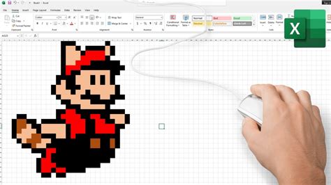 Drawing Pixel Mario Squirrel Suit In Excel Timelapse Youtube