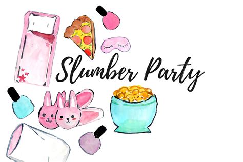 watercolor slumber party clipart illustrations ~ creative market