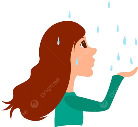 Vector Illustration Of A Girl In The Rain On A White Background Vector