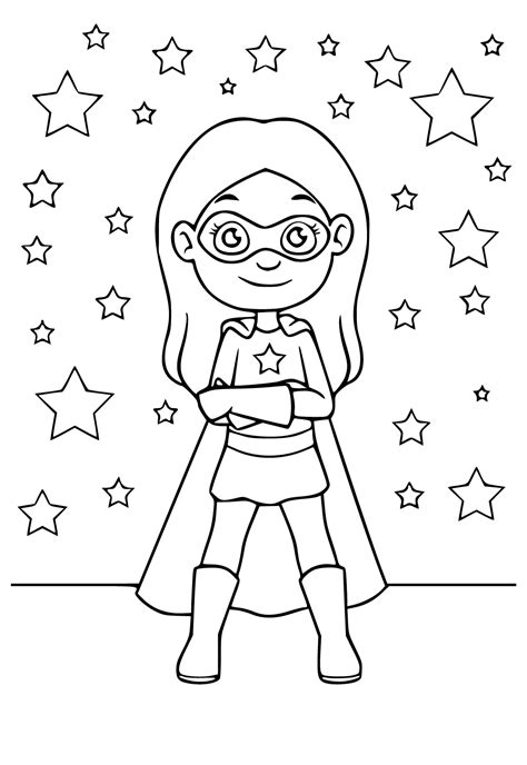 Ücretsiz Yazdırılabilir Süper Kahraman Kadın Kahraman Boyama Sayfası