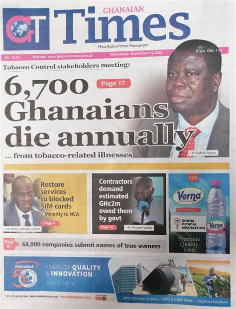 Newspapers Headlines Wednesday September 14 2022 Prime News Ghana