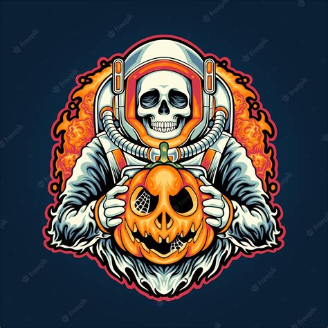 Premium Vector Skull Astronaut And Halloween On Space
