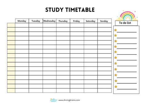 Free Study Timetable Template Printable Templates