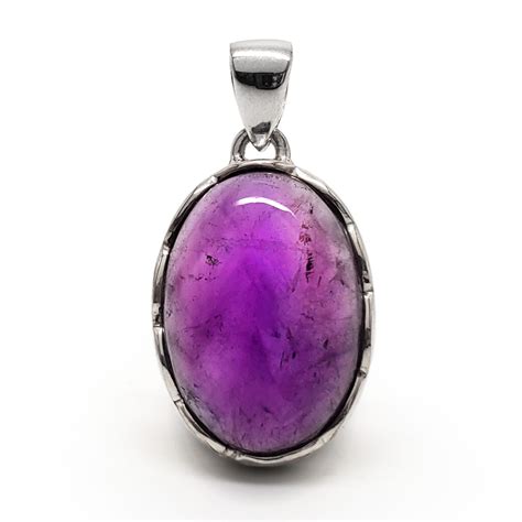 Amethyst Oval Sterling Silver Pendant The Fossil Cartel