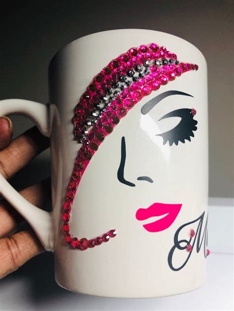Bling Coffee Mug Sassy Lady With Hat Personalize Ts Etsy