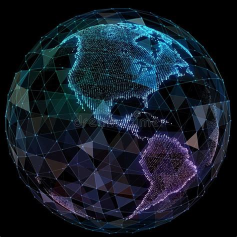 Global Network Internet Technologies Digital World Map Stock