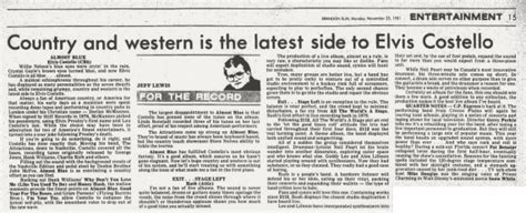 Brandon Sun November 23 1981 The Elvis Costello Wiki