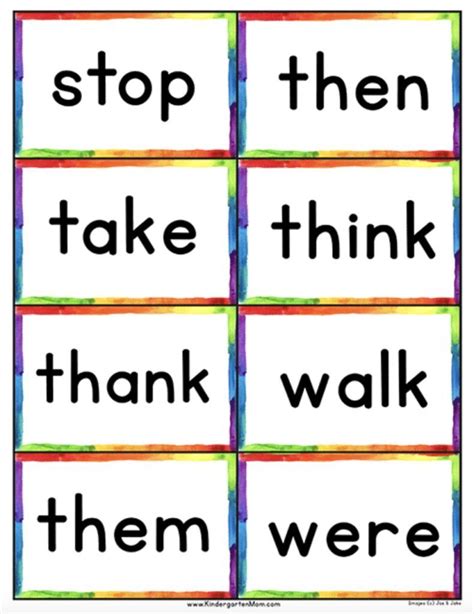 Kindergarten Sight Word Flashcards Free And Learning Flashcard
