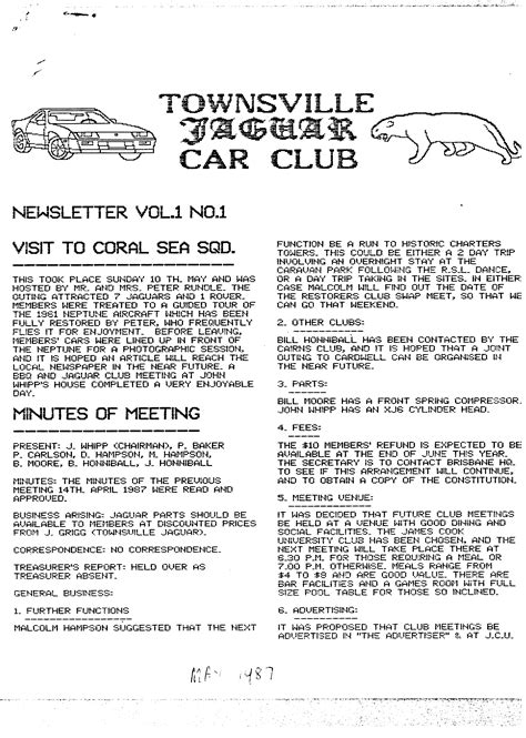 1987 Magazines Jaguar Car Club Of North Queensland