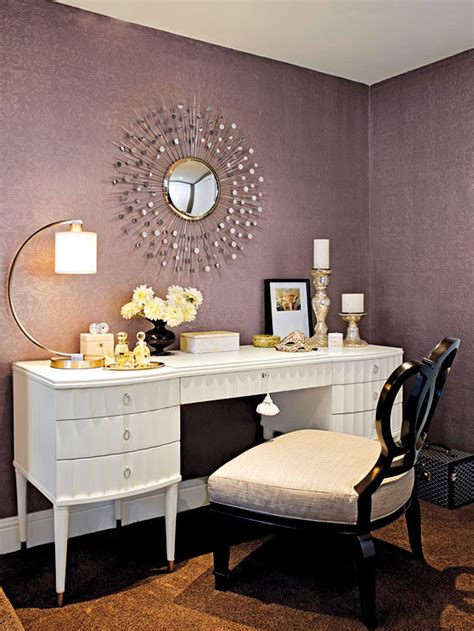You will just need a corner table to place against the wall and hang a mirror. New Home Interior Design: Bathroom Makeup Vanity Ideas