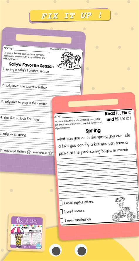 Fix It Up Sentences In 2021 Writing Sight Words First Grade Writing