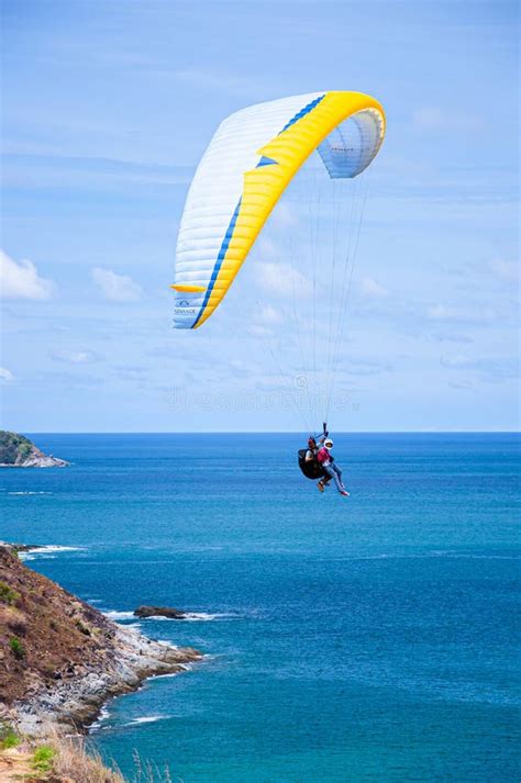 Paragliding Flying Over Blue Sea In Phuket Thailand Editorial Image