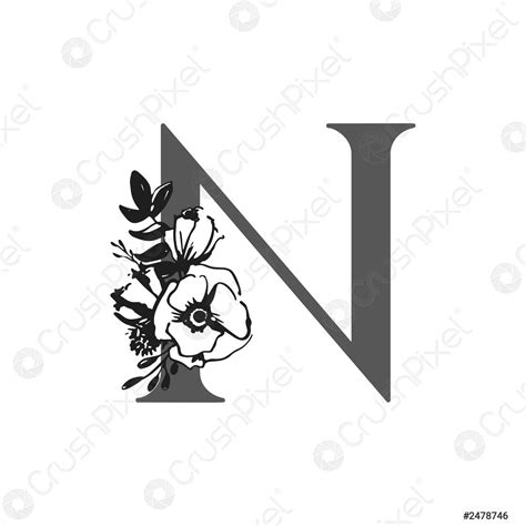Vector Flower Alphabet Design Of Letter N Decoration Of Wedding Stock