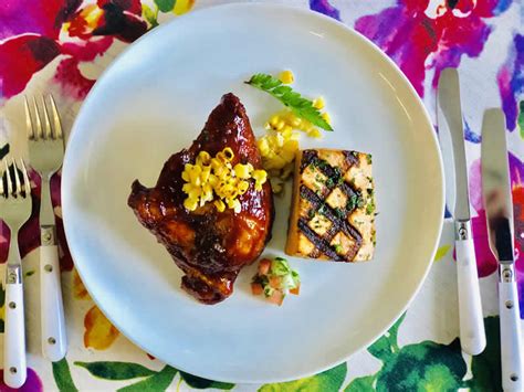 Instead of the melted butter and garlic, brush ¼ cup of bbq sauce (try this homemade barbecue sauce) on the salmon before grilling. Grilled Salmon & BBQ Chicken | Saint Germain Catering