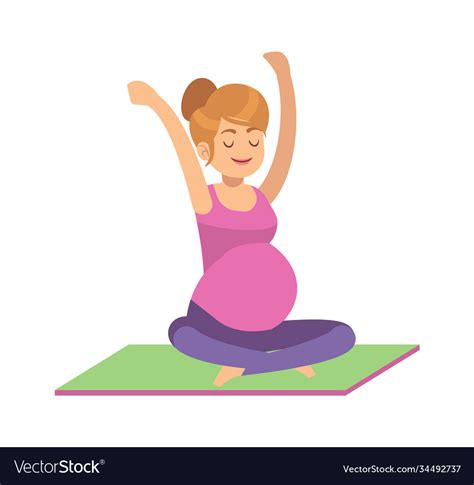 Pregnant Woman Doing Exercises Female Fitness Vector Image