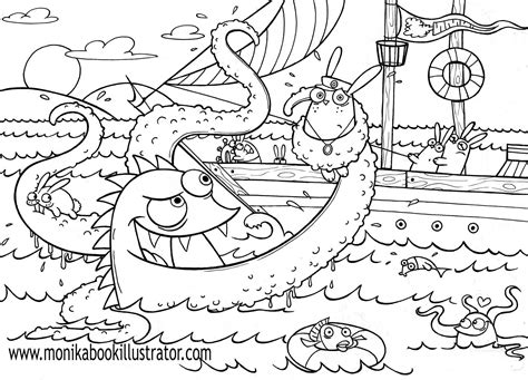 Nibbles the book monster stay tuned for next story time to find out what book nibbles nibbles his way into next! sea monster coloring pages