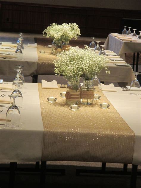 Baby's breath in mason jars for table centre pieces. Perfect … | 50th