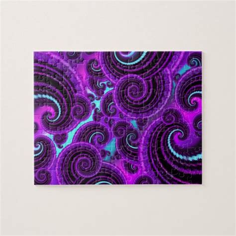 Funky Purple Swirl Fractal Art Pattern Jigsaw Puzzles Zazzle