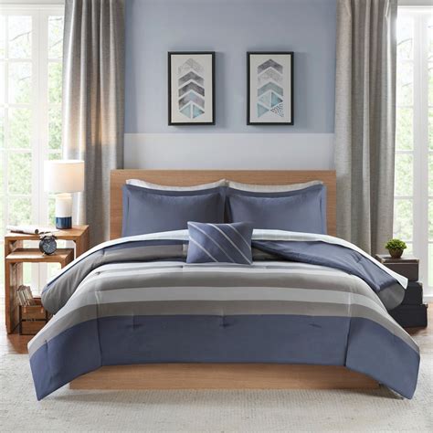 Intelligent Design James Blue Grey Complete Bed Set Including Sheets