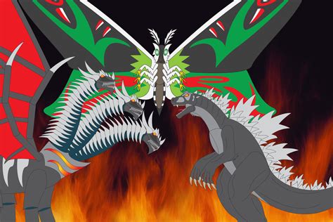 Godzilla And Mothra Leo Vs Desghidorah By Daizua123 On Deviantart