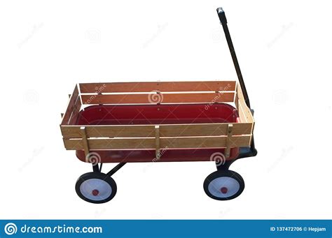 Little Red Wood Wagon Stock Photo Image Of Little Autumn 137472706