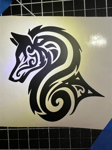 Tribal Wolf Decal Etsy