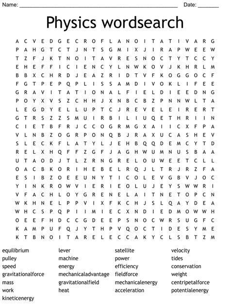 Physics Wordsearch Wordmint