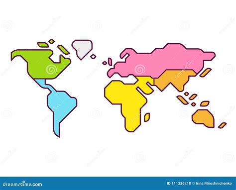 Continentes Del Mapa Del Mundo Ilustración Del Vector Ilustración De