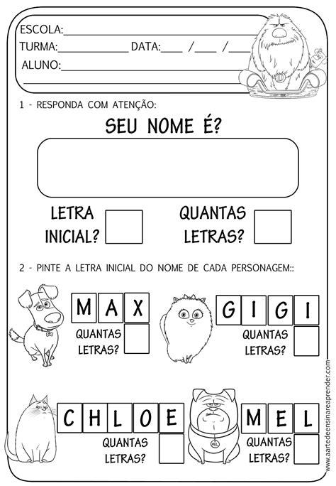 Atividade Pronta Nome E Letra Inicial A Arte De Ensinar E Aprender