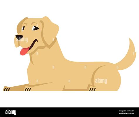 Lying Labrador Side View Cute Pet In Cartoon Style Stock Vector Image