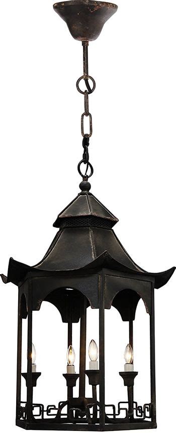 Aandb Home Fd38410 Pagoda Chandelier In Distressed Natural Ironfrom The